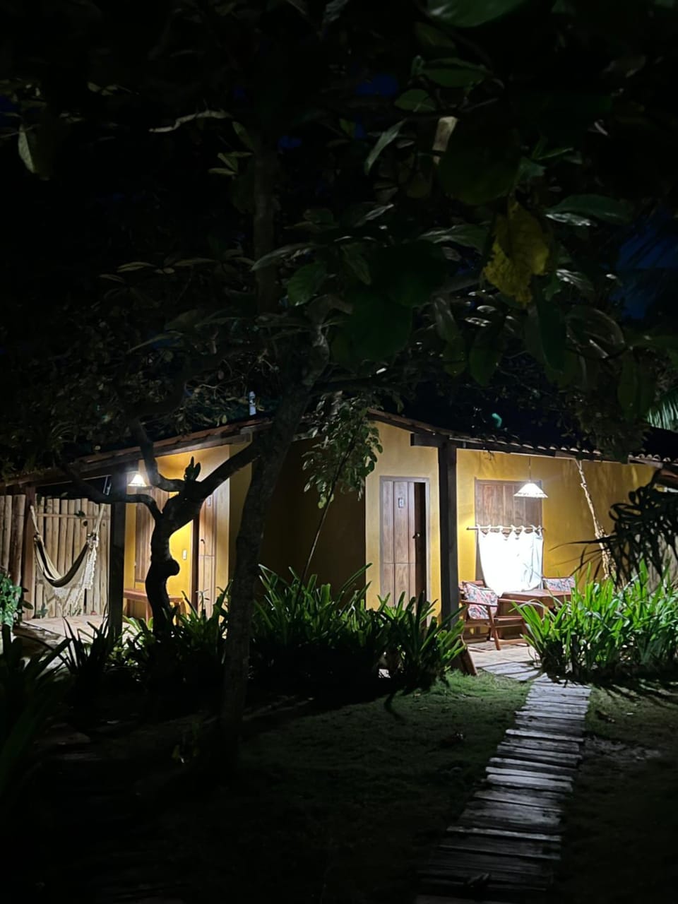 Property building, Night, Garden, Garden view