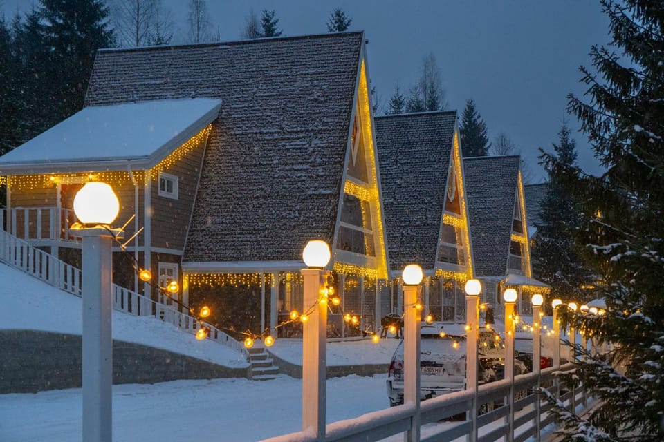 Property building, Night, Winter