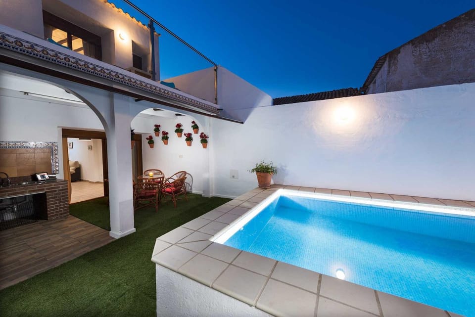 Patio, Night, View (from property/room), Pool view, Swimming pool