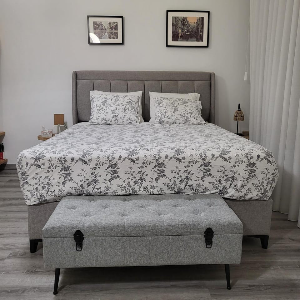 Bed, City view, furniture