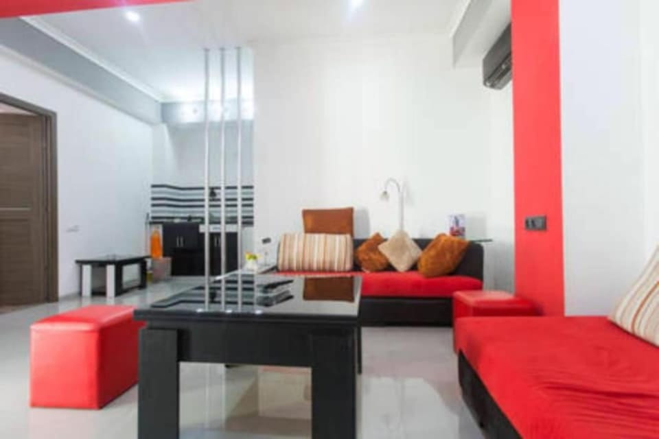 Living room, kitchen