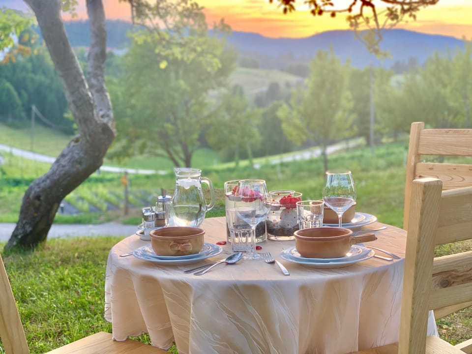 Garden, Dinner, Sunset