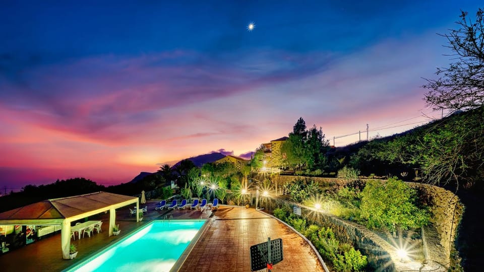 Natural landscape, Pool view, Swimming pool, Sunset