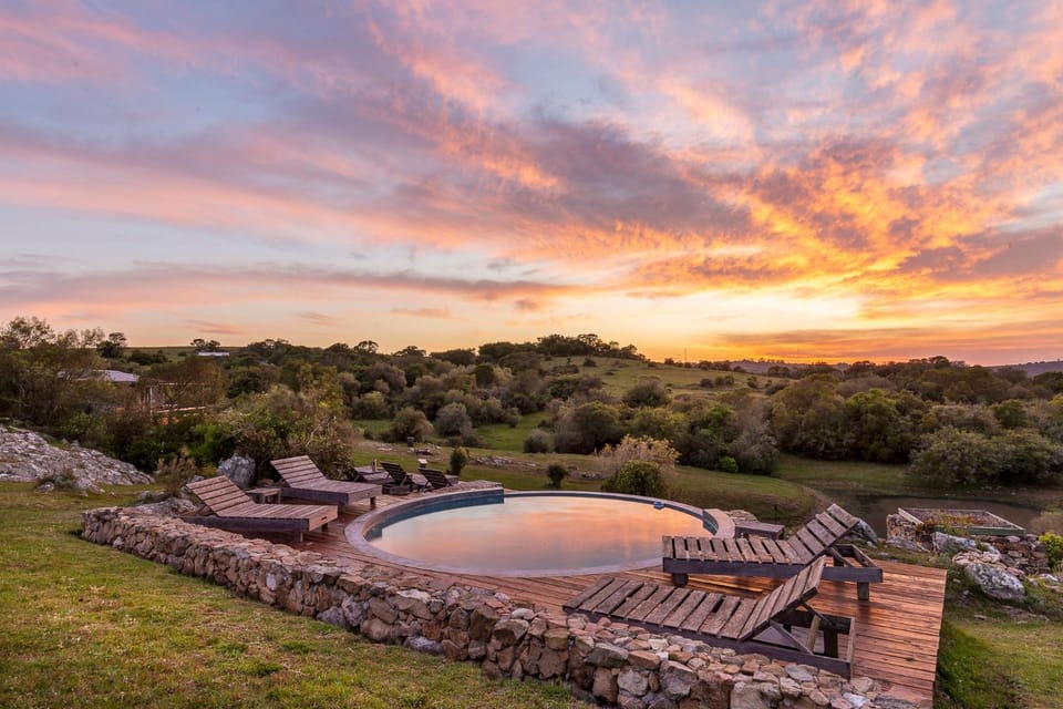 Natural landscape, Pool view, Swimming pool, Sunset