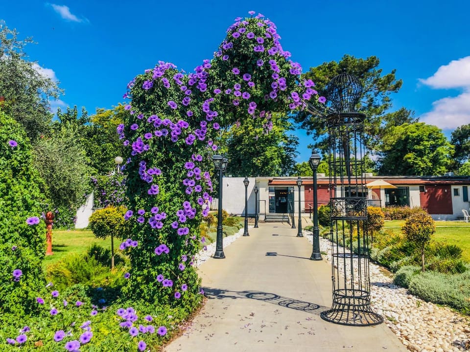 Property building, Facade/entrance, Spring, Natural landscape, Garden view