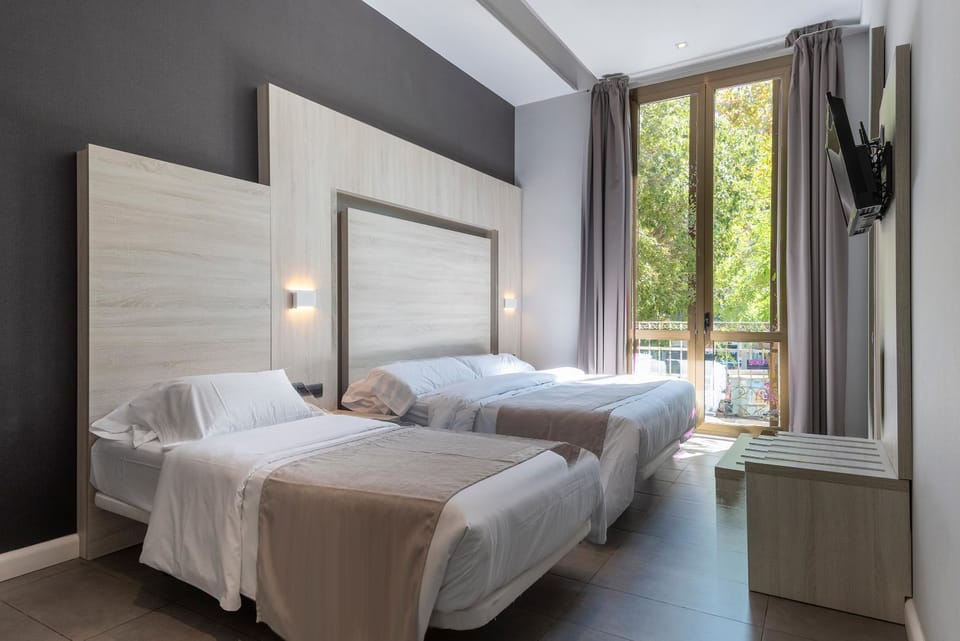Bed, Bedroom, City view