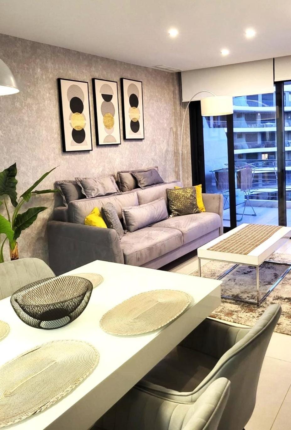 Balcony/Terrace, Living room, Seating area, Landmark view, Pool view, Sea view, Inner courtyard view, air conditioner