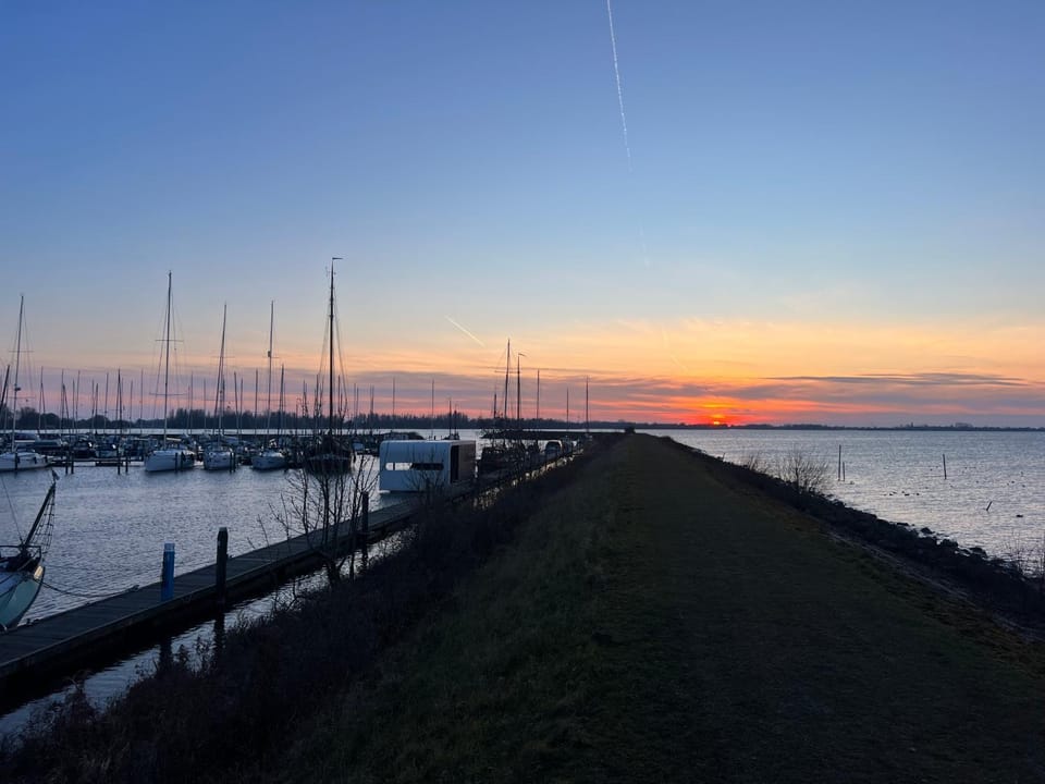 Property building, Lake view, Sunset