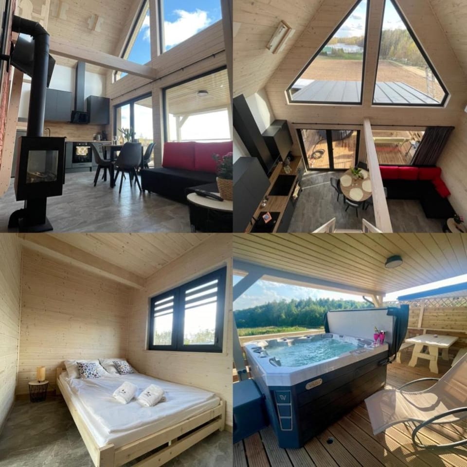 Osada Skoczkowo komfortowe domki z prywatnymi wannami hot-tub nad jeziorem- sauna- balia- prywatny staw wędkarski House in Pomeranian Voivodeship