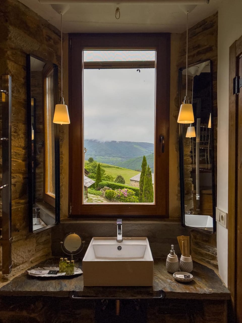 Natural landscape, Bathroom, Mountain view