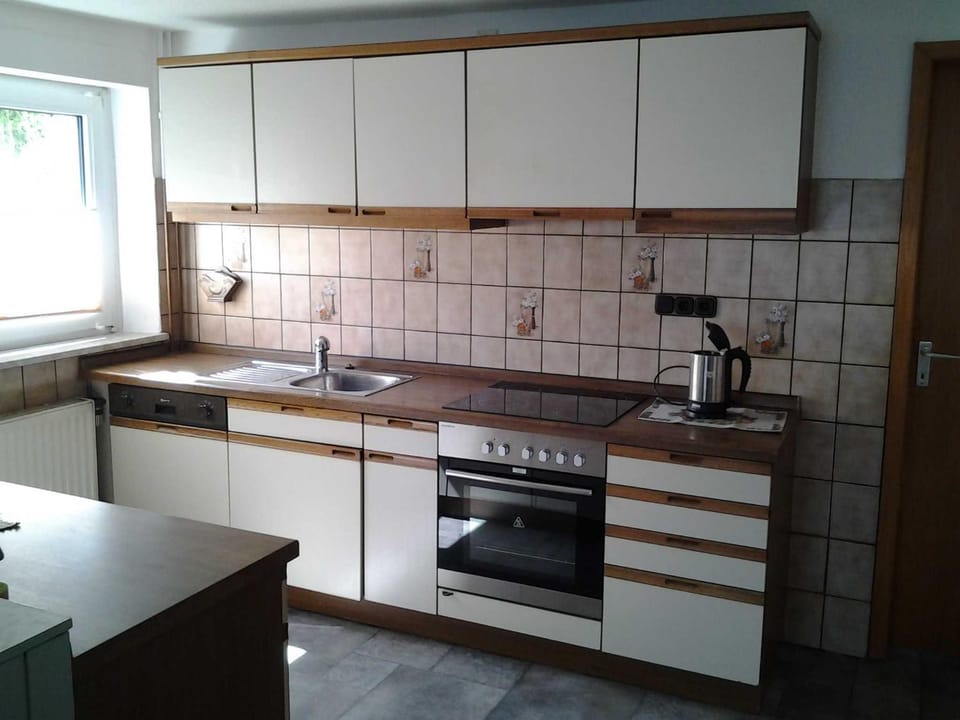 Kitchen or kitchenette, dishwasher, oven, stove