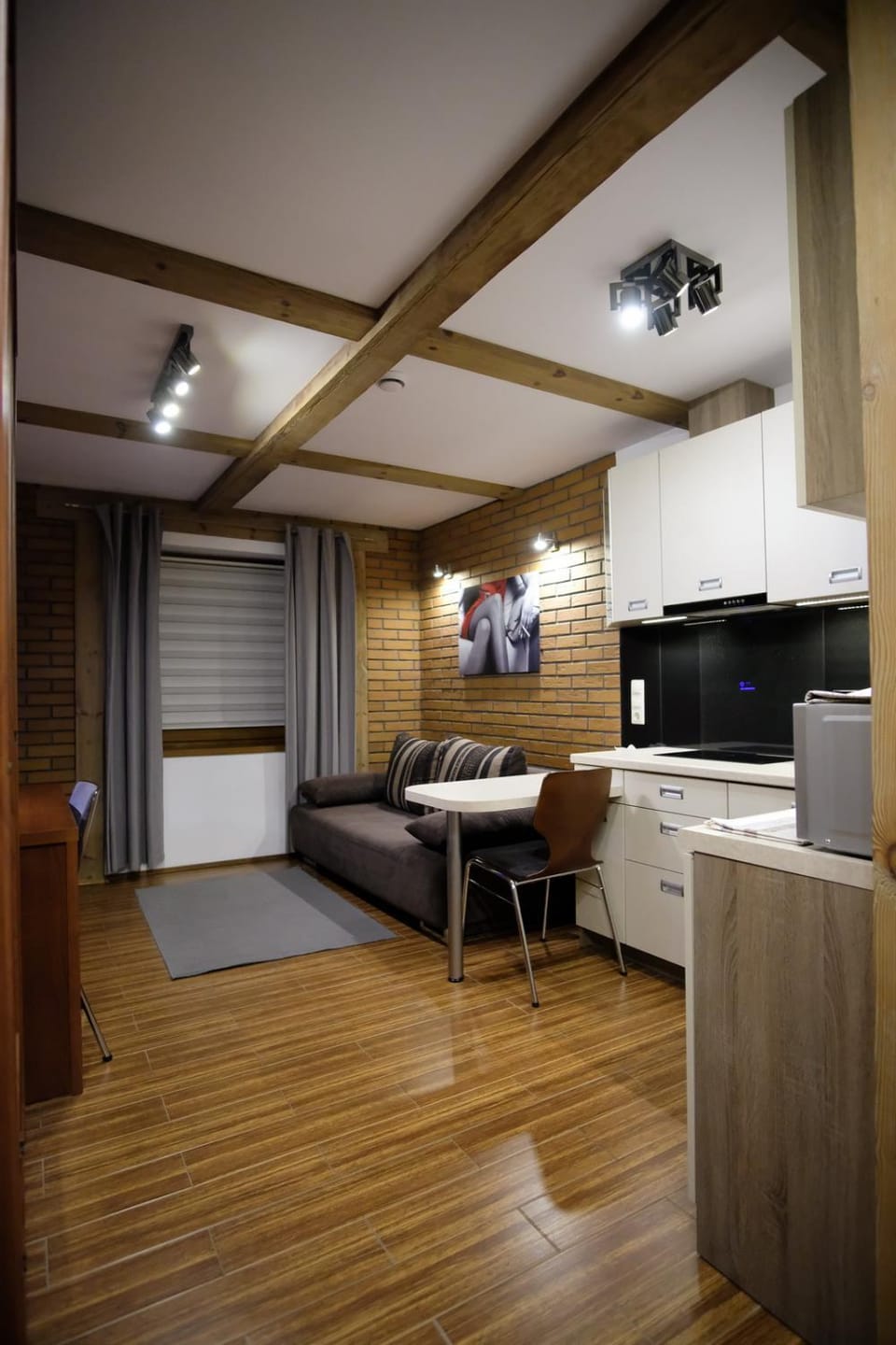 Kitchen or kitchenette, Photo of the whole room, minibar, stove