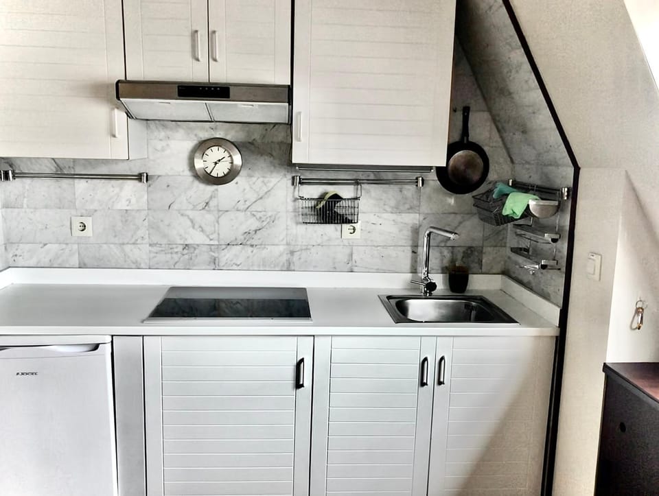 Kitchen or kitchenette, minibar, stove