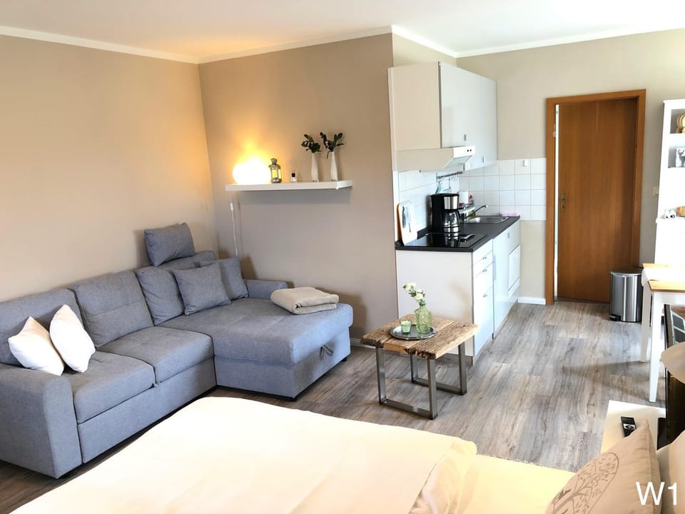 Kitchen or kitchenette, Living room, Seating area