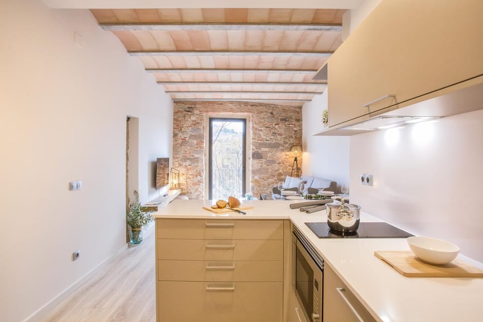 Kitchen or kitchenette, Living room, Photo of the whole room, Seating area, stove