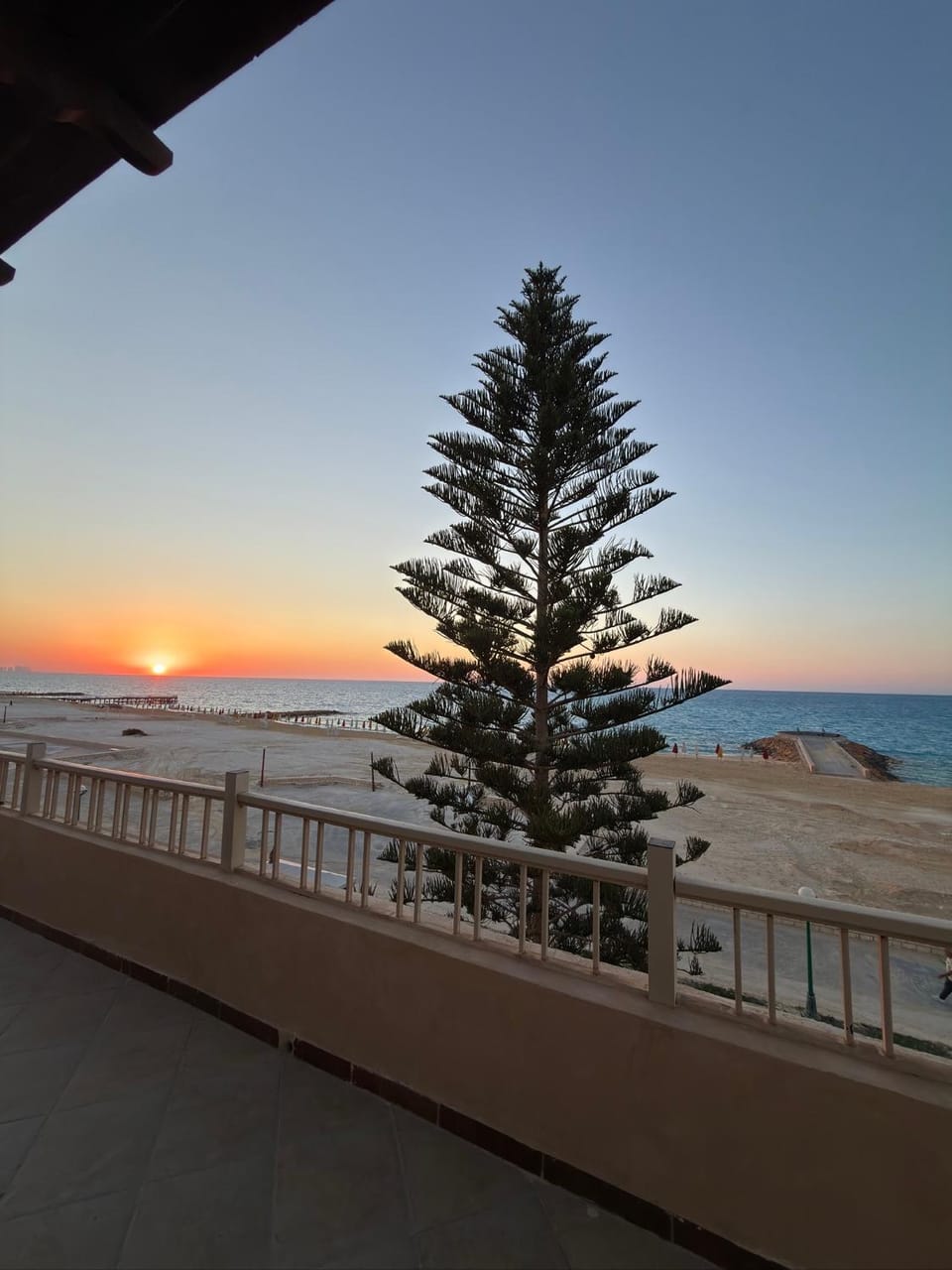 Natural landscape, Balcony/Terrace, Beach, Sea view, Sunset