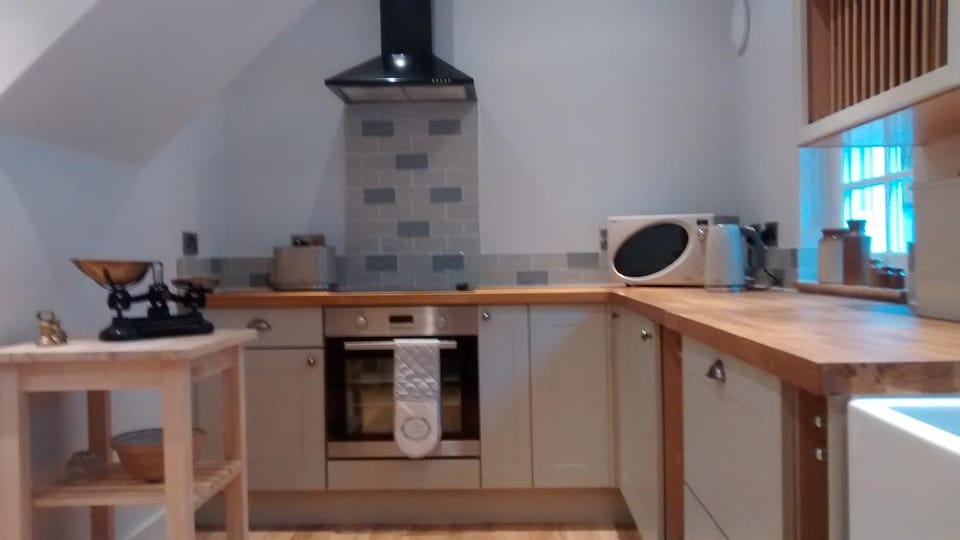 Kitchen or kitchenette, stove, toaster