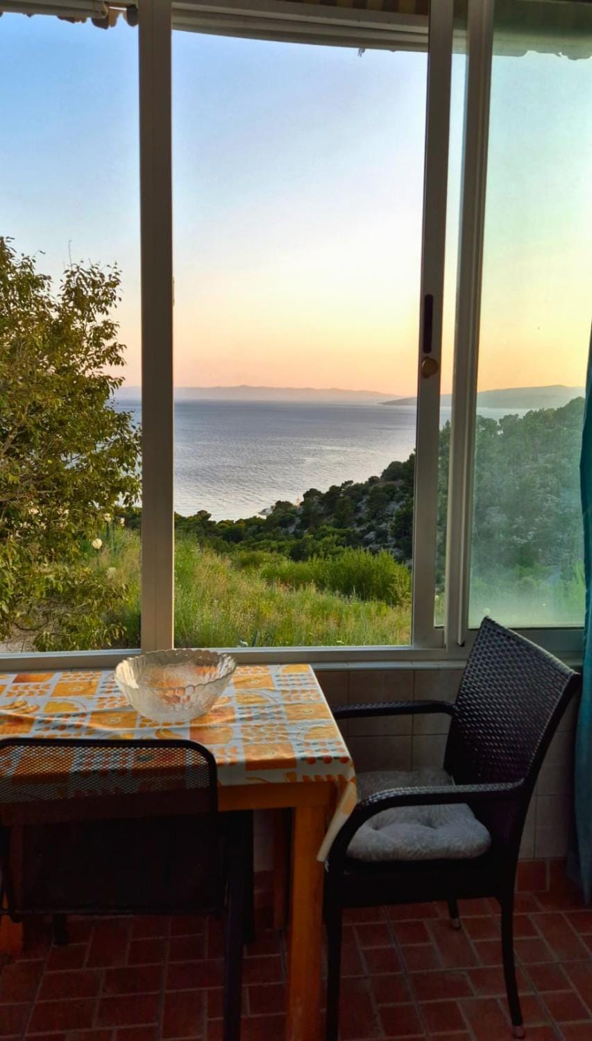 Natural landscape, Balcony/Terrace, Seating area, Sea view, Sunset