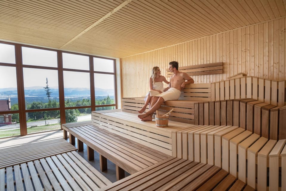 People, Sauna, Mountain view, Family