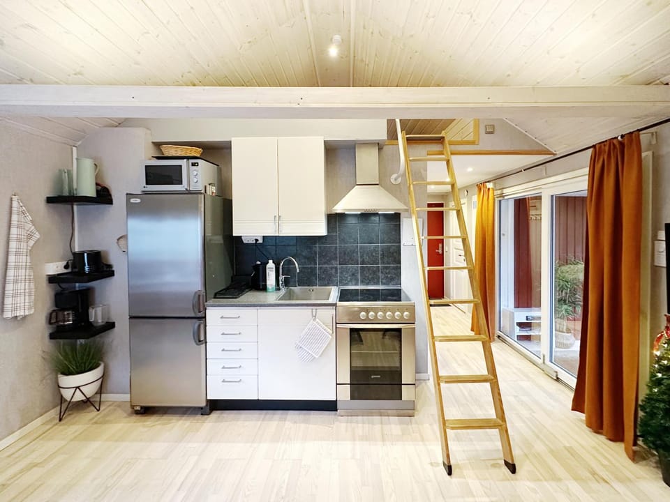 Kitchen or kitchenette, oven, stove