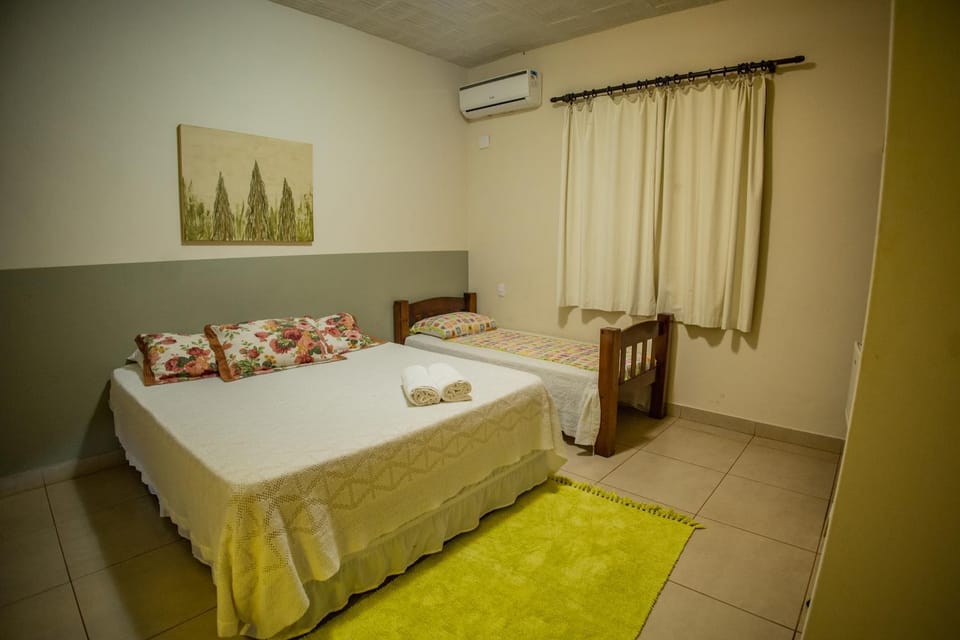 Bed, Photo of the whole room, Bedroom, towels, air conditioner