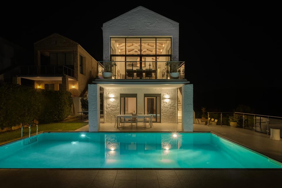 Property building, Night, Pool view, Swimming pool