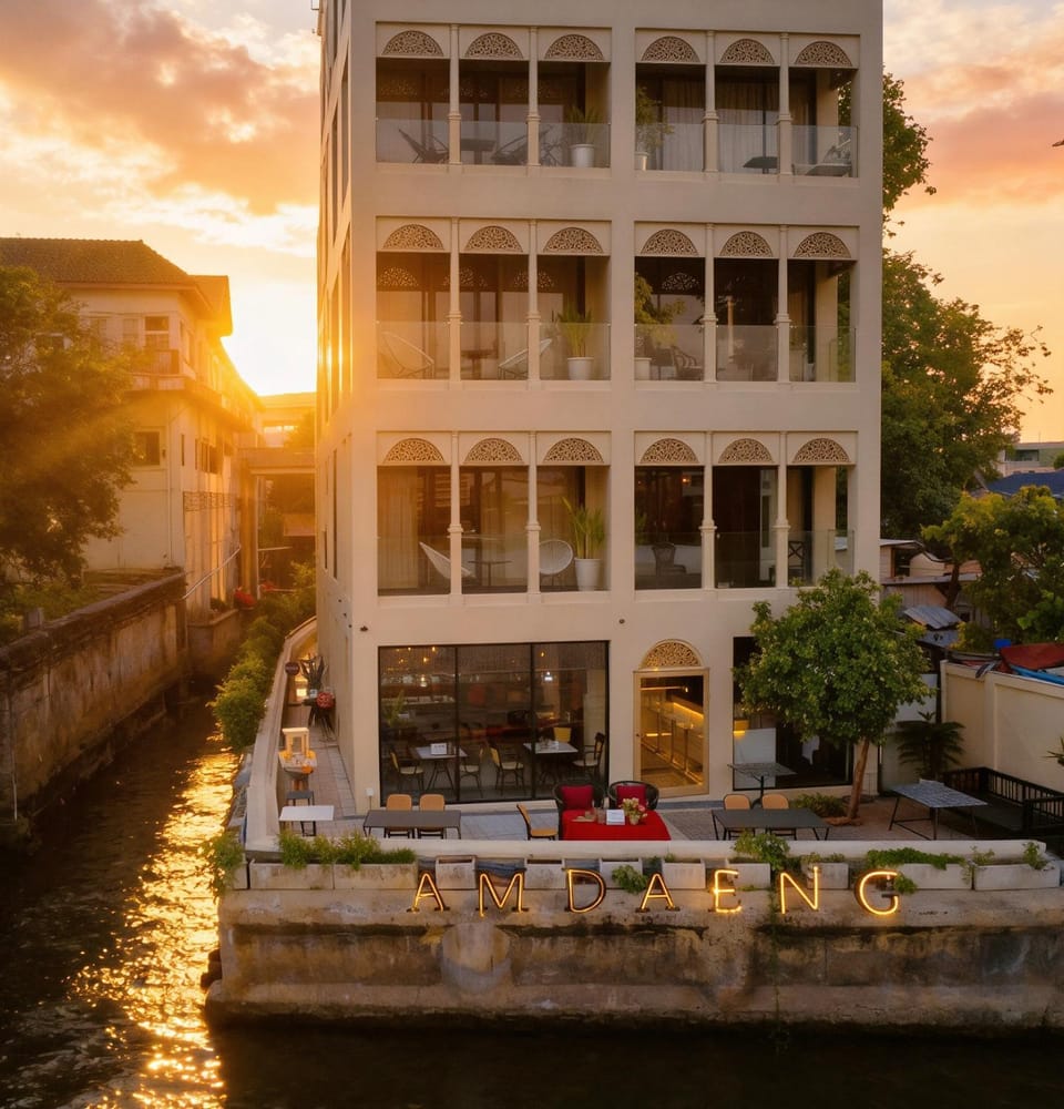 Property building, River view, Sunset