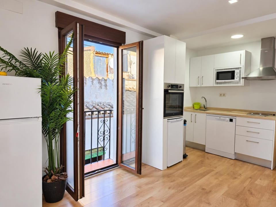 Kitchen or kitchenette, dishwasher, oven, stove