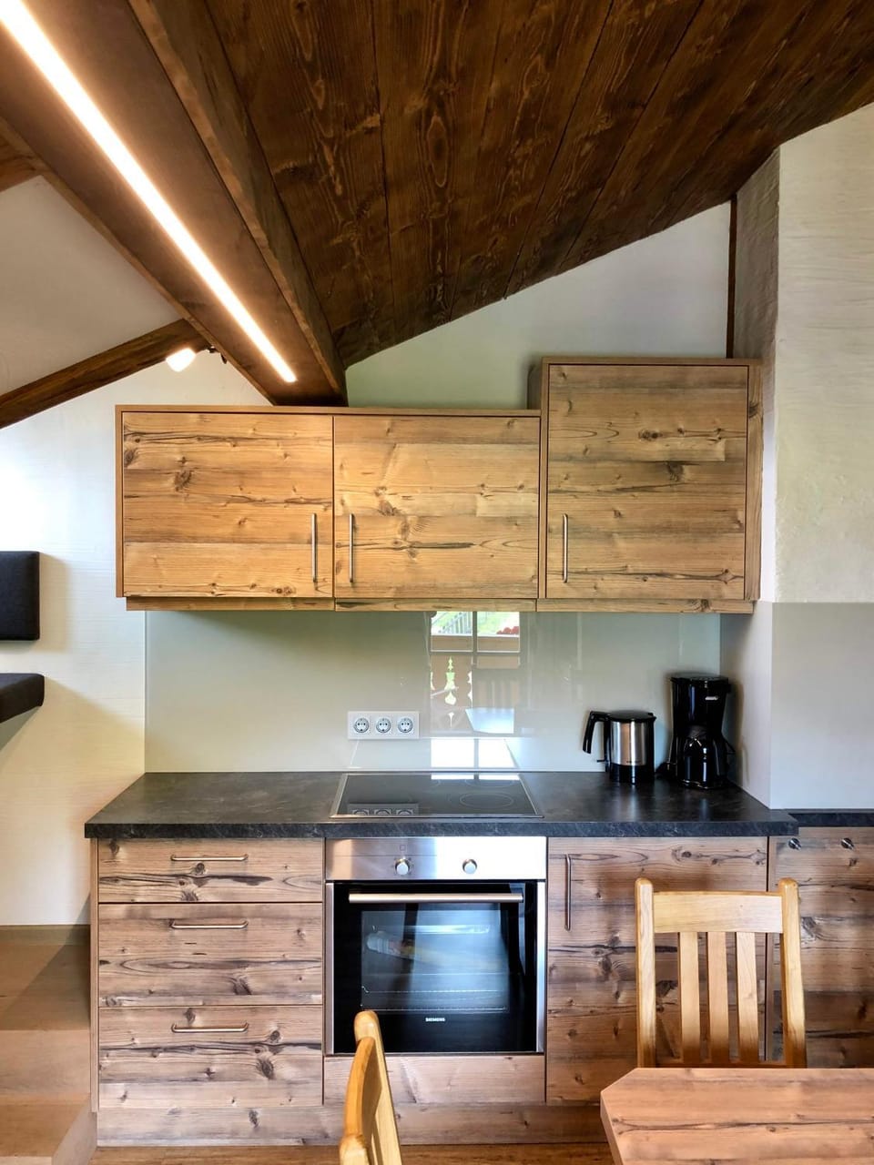 Kitchen or kitchenette, stove