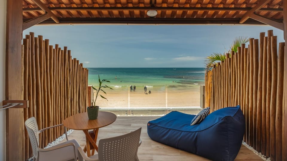 Patio, Natural landscape, View (from property/room), Balcony/Terrace, Beach, Sea view, sunbed