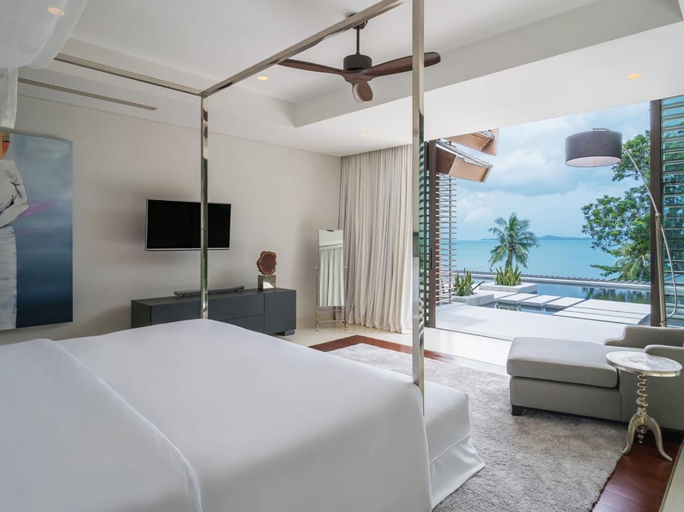 Bed, Natural landscape, TV and multimedia, Photo of the whole room, Bedroom