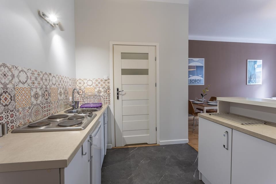 Kitchen or kitchenette, stove