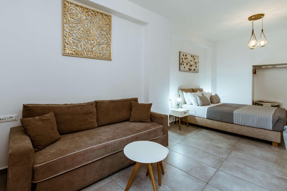 Bed, Living room, Seating area