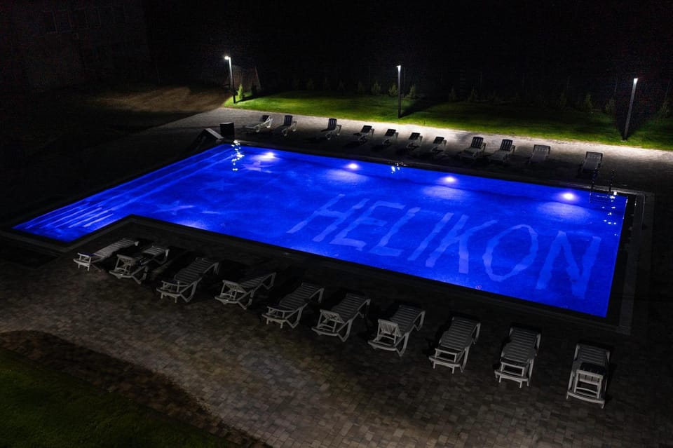 Night, Pool view, Swimming pool