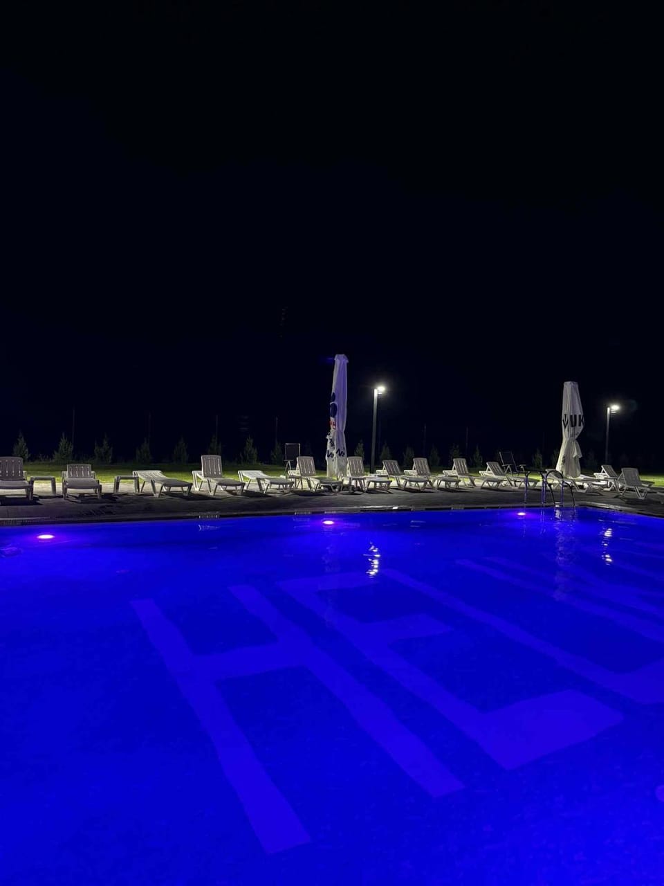 Night, Pool view, Swimming pool