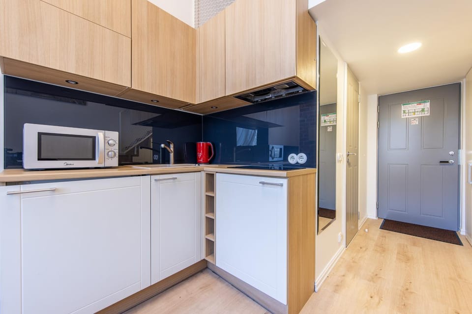 Kitchen or kitchenette, minibar, stove