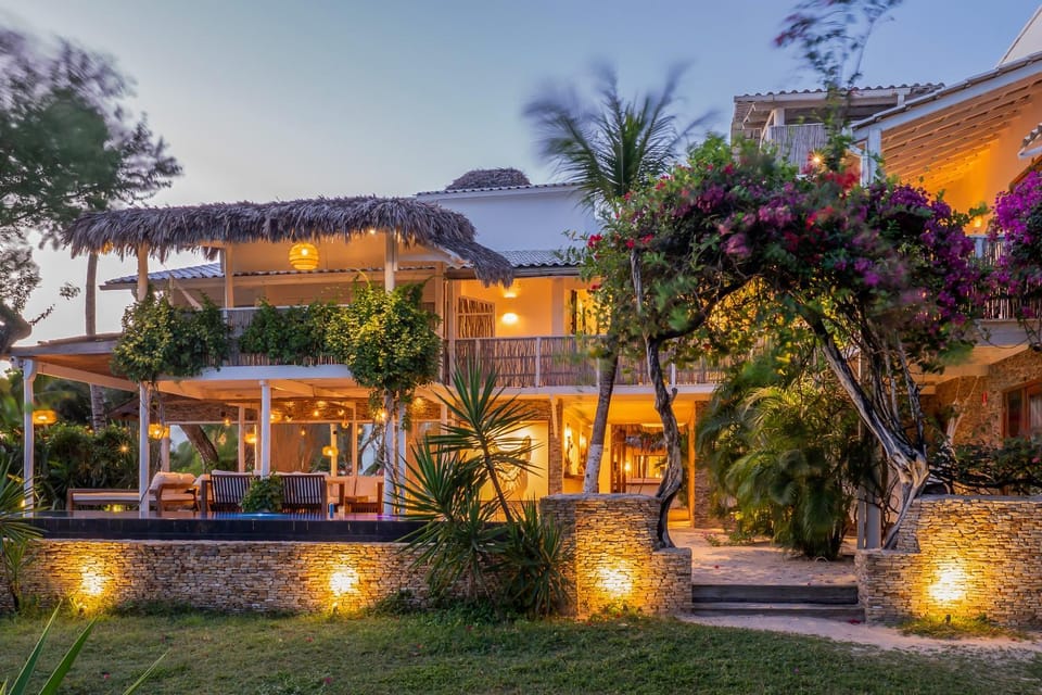 Property building, Spring, Night, Garden, Garden view