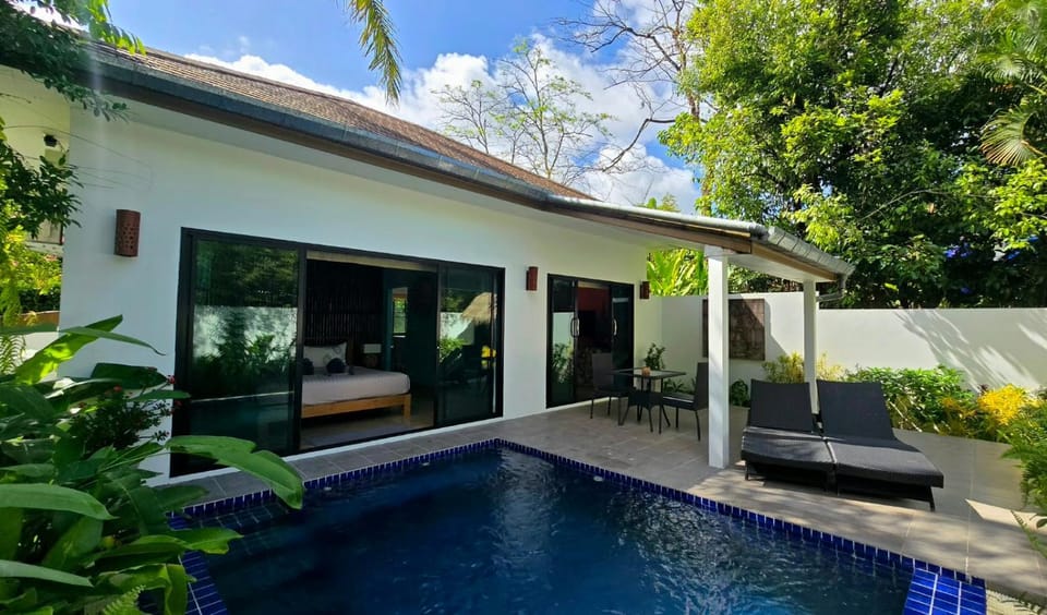 Property building, Patio, Garden, Swimming pool