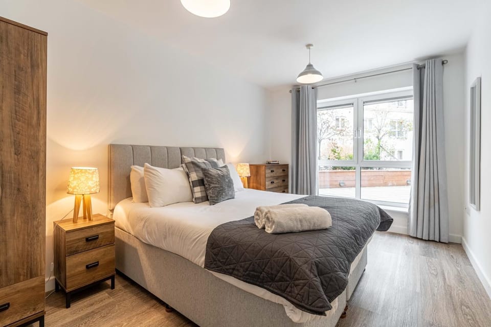 Bed, Bedroom, hair dryier, wardrobe