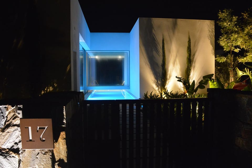 Property building, Night, Pool view, Swimming pool
