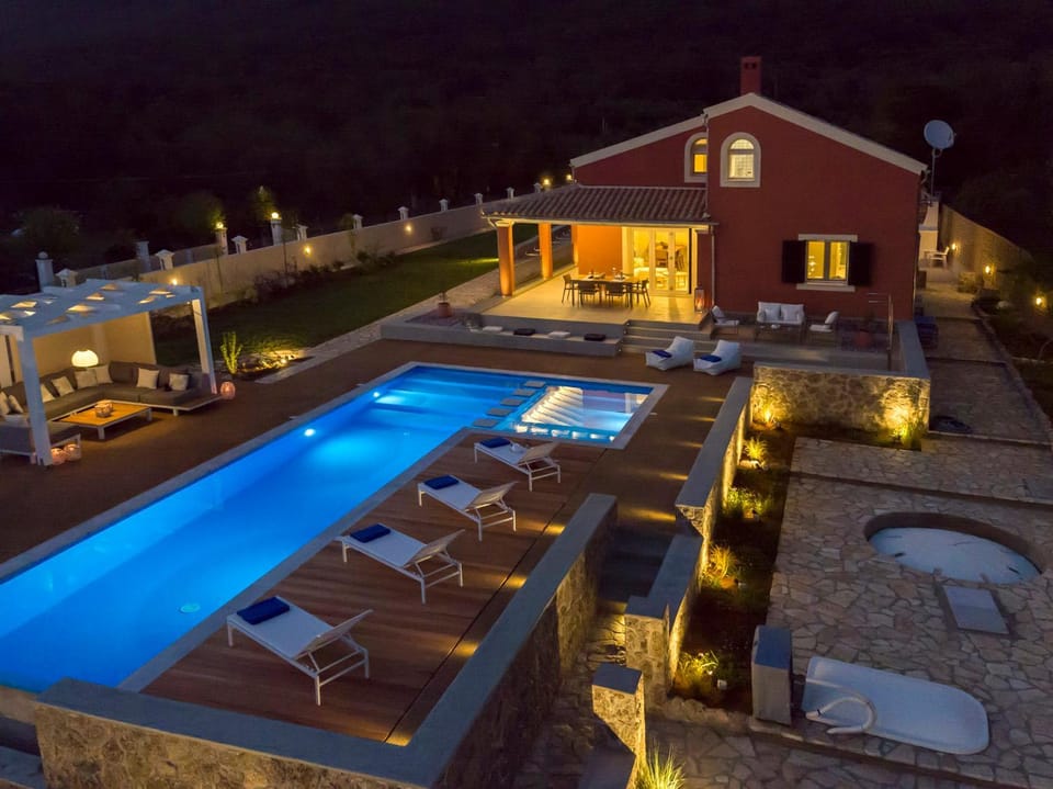 Night, Summer, On site, Pool view, Swimming pool