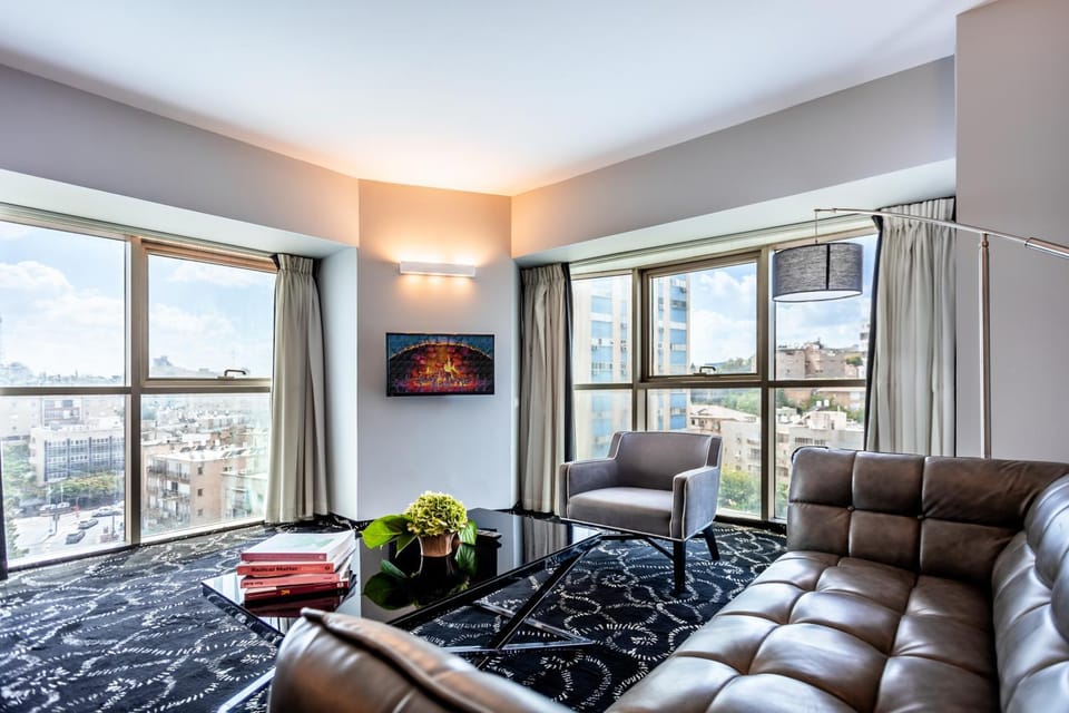 Living room, Seating area, City view