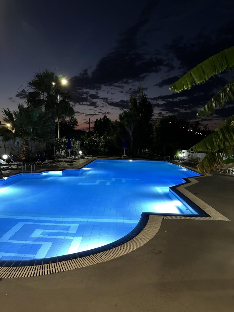 Night, Pool view, Swimming pool