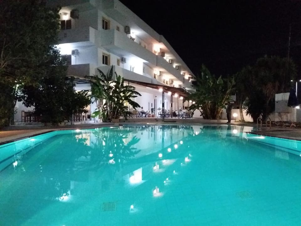 Property building, Night, Pool view, Swimming pool