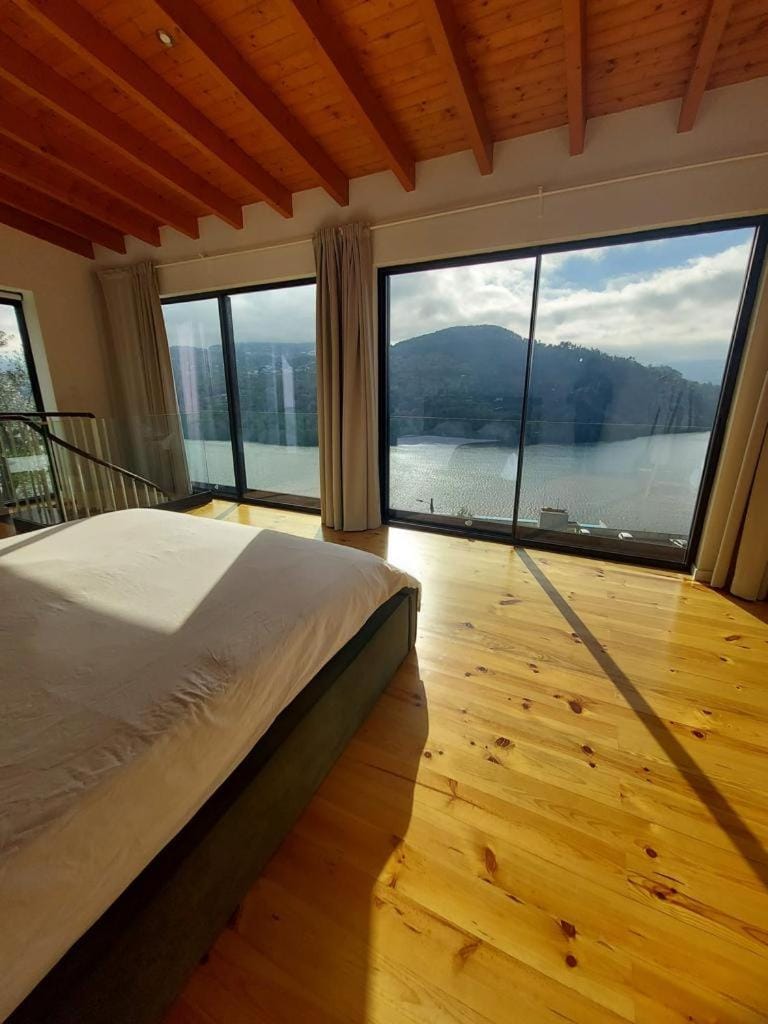 Bed, Natural landscape, View (from property/room), Bedroom, Mountain view, River view