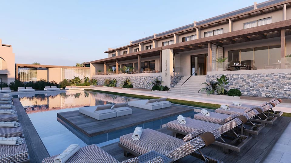 Property building, Swimming pool, sunbed