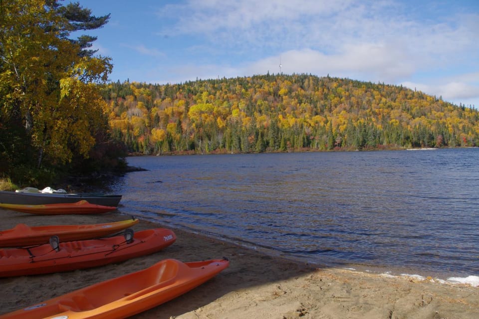 Natural landscape, Beach, Canoeing, Lake view, Mountain view