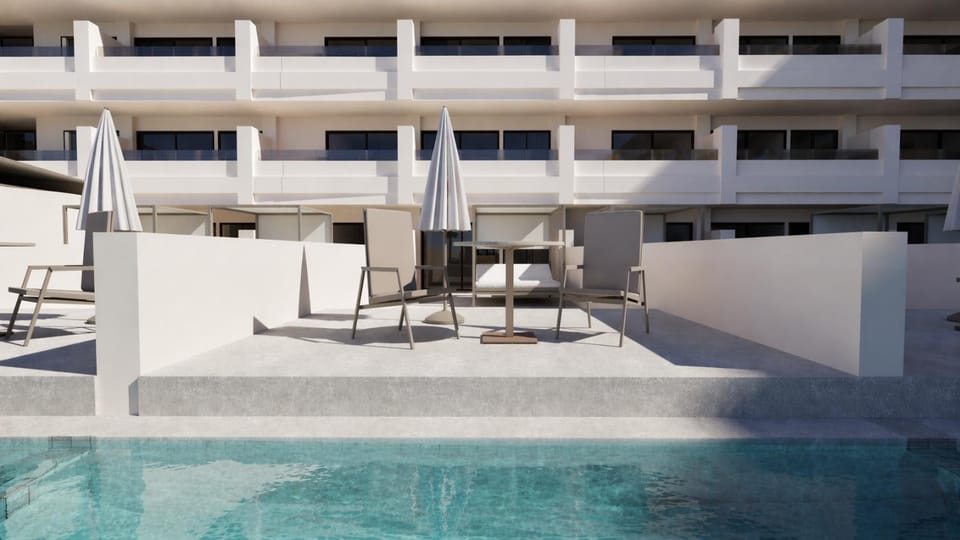 Property building, Balcony/Terrace, Swimming pool, sunbed