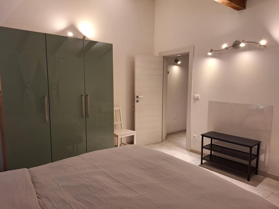 Bed, wardrobe