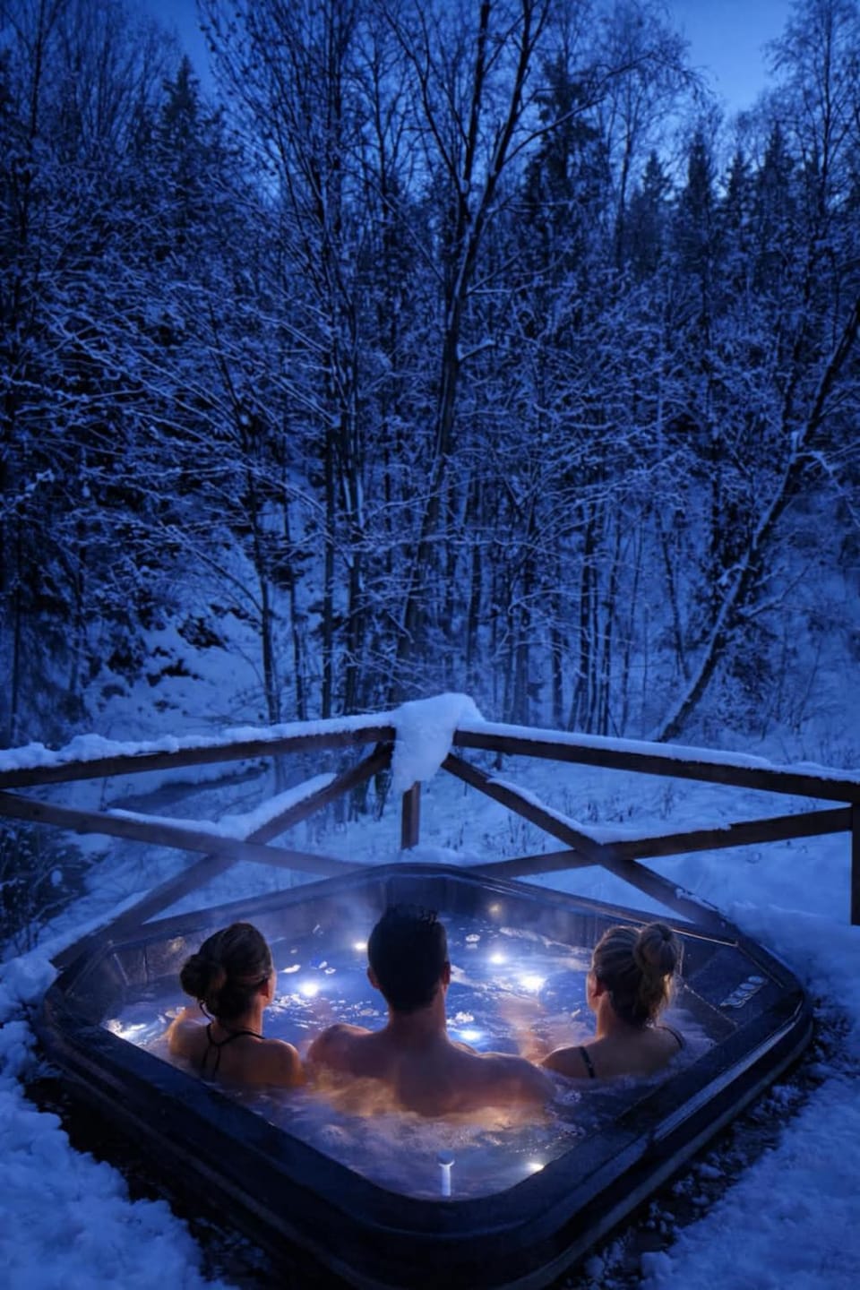 Night, People, Natural landscape, Winter, Hot Tub, group of guests